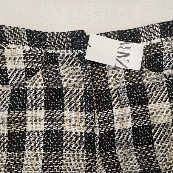 Zara Textured Weave Plaid Shorts SIZE L 2214/120/070 - Picture 7 of 7